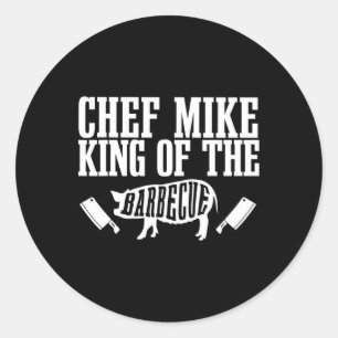 Mens Chef Mike ist König der Barbecue Bbq Grillen Runder Aufkleber