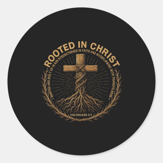 Mens Christian Shirt Rooted In Christ Faith Shirt Runder Aufkleber (Vorderseite)