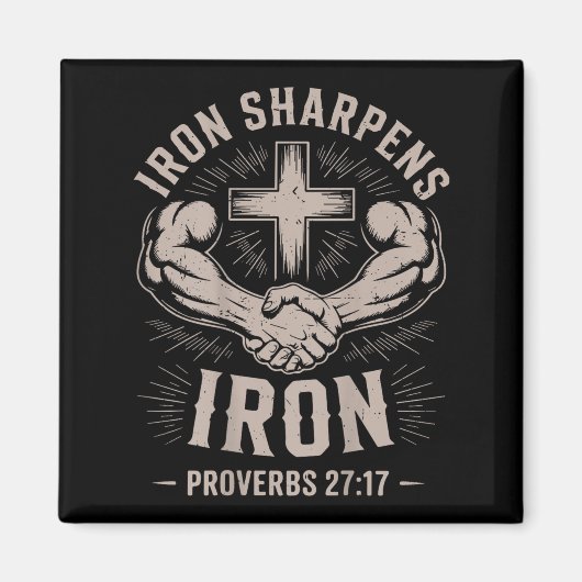 Men's Christian Workout Iron Sharpens Iron Proverb Magnet (Vorne)
