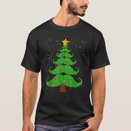 Mens Christmas Mustache Tree Shirt Funny Mustache (Vorderseite)