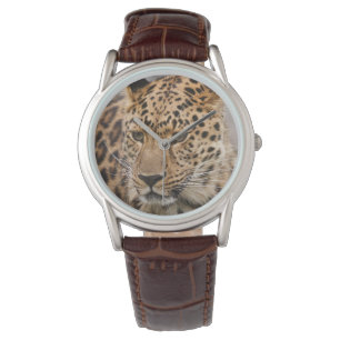 Mens Classic Watch/Wildlife Leopard Armbanduhr