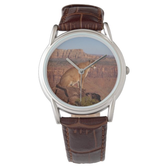 Mens Classic Watch/Wildlife Mountain Lion Armbanduhr (Vorderseite)