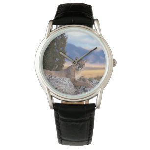 Mens Classic Watch/Wildlife Mountain Lion Armbanduhr