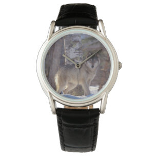 Mens Classic Watch/Wildlife Wolf Armbanduhr
