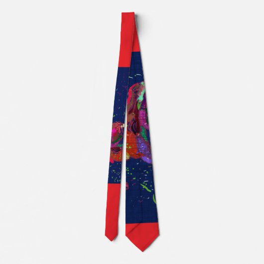 Men's Colorful Floral Art Tie Krawatte (Rückseite)
