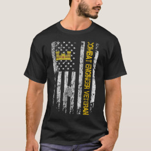 Mens Combat Engineer Veteran Shirt Vintag Flag Ve