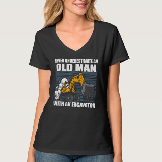 Mens Construction Worker Heavy Equipment Excavator T-Shirt (Vorderseite)