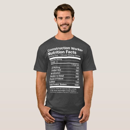 Mens Construction Worker Nutrition Facts Funny T-Shirt (Vorne ganz)