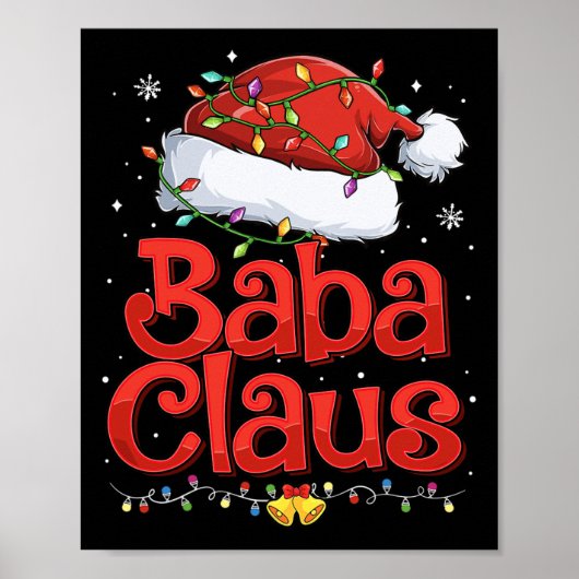 Mens Cool Baba Claus mit Weihnachtsmannmütze Weihn Poster (Vorne)