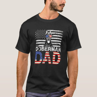 Mens Cool Doberman Vater Usa Flag Patriotische Vät T-Shirt