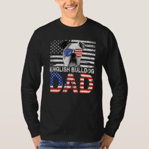 Mens Cool English Bulldog Vater Usa Flag Patriotic T-Shirt