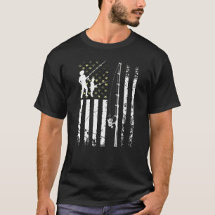 Mens Cool Fischen USA Camouflage US Flaggenbarsch  T-Shirt