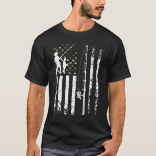 Mens Cool Fischen USA Camouflage US Flaggenbarsch T-Shirt