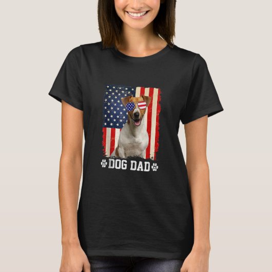 Mens Cool Jack Russell Terrier Dog Dad American Fl T-Shirt (Vorderseite)