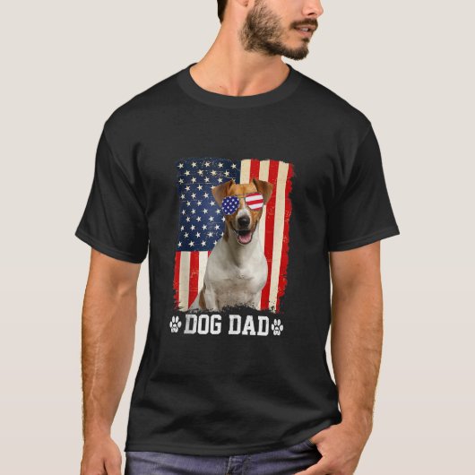 Mens Cool Jack Russell Terrier Dog Dad American Fl T-Shirt (Vorderseite)