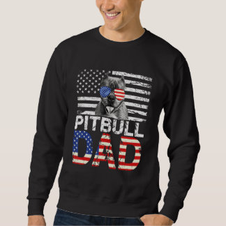 Mens Cool Pitbull Vater Usa Flag Patriotische Väte Sweatshirt
