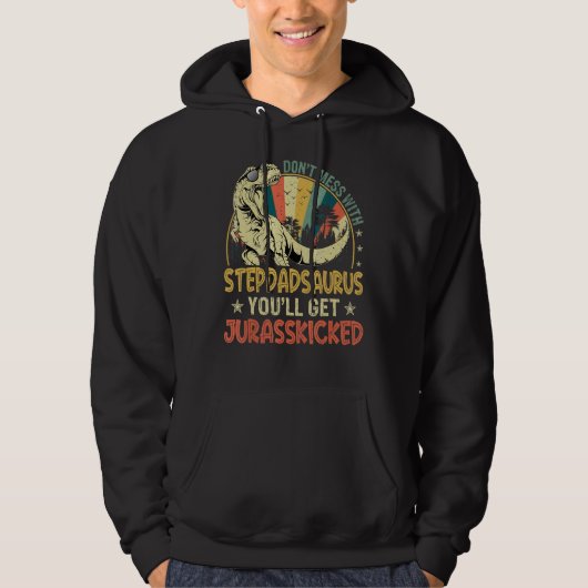 Mens Cool Stepdadsaurus Dinosaur Rex Vintag Fathe Hoodie (Vorderseite)