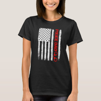 Mens Cool Vatertag American Flag Police Vater 4t T-Shirt
