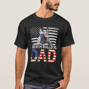 Mens Cooler Bulldog-Vater Usa Flag Patriotische Fa T-Shirt