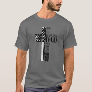 Mens Cooler Christlich gesegneter Vater Cross Amer T-Shirt