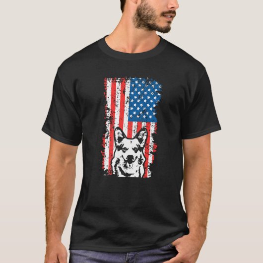 Mens Corgi Dog American Flag 4. Juli T-Shirt (Vorderseite)