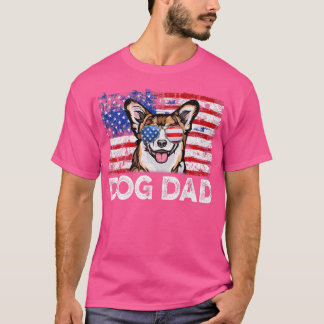 Mens Corgi Dog Vater Usa Flag Hund Lover Vathers D T-Shirt