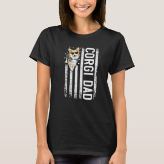 Mens Corgi für Hunde Vater Walisisch Corgi Us Flag T-Shirt