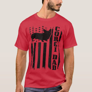 Mens Corgi Vater Vintag American Flag Patriotic Co T-Shirt