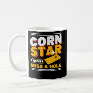 Mens Corn Star Ich verpasse nie ein Loch Cornhole Kaffeetasse
