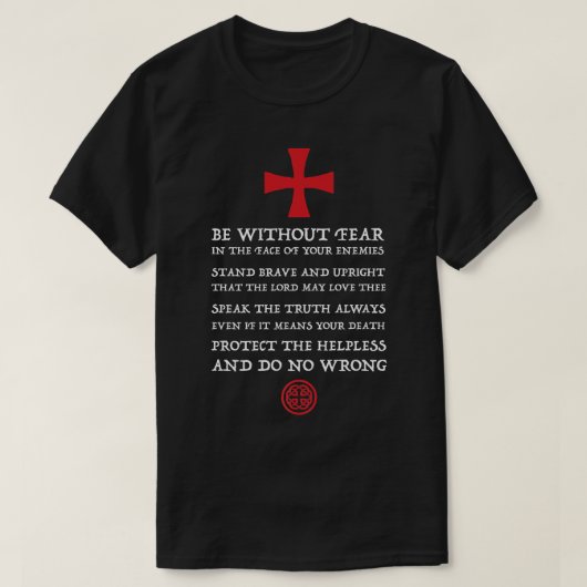 Mens Crusader Ritter Tempar Code    THol T-Shirt (Design vorne)