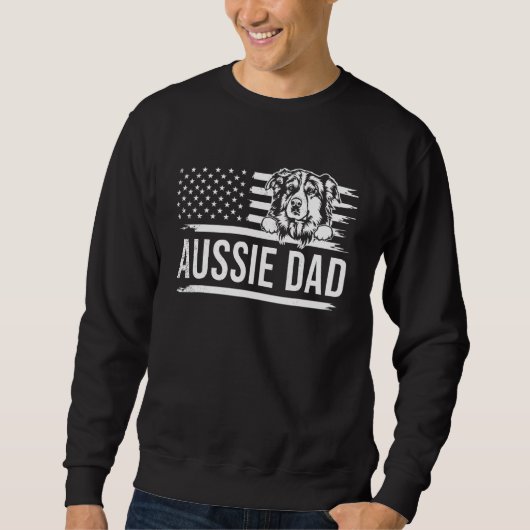 Mens Cute AUSSIE dog DAD dog owner US america flag Sweatshirt (Vorderseite)