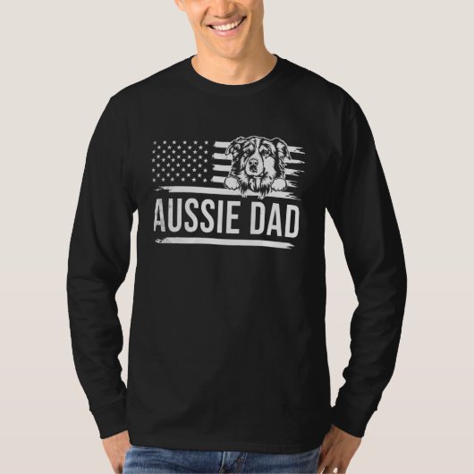 Mens Cute AUSSIE dog DAD dog owner US america flag T-Shirt (Vorderseite)