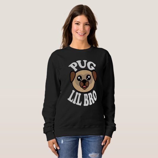Mens Cute Pug Lil Bro   Sweatshirt (Vorne ganz)