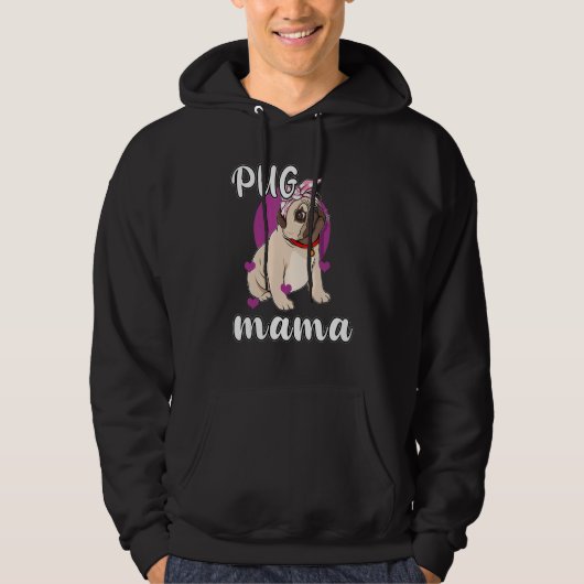 Mens Cute Pug Mama Puppy Beagle Ribbon Pet Owner D Hoodie (Vorderseite)