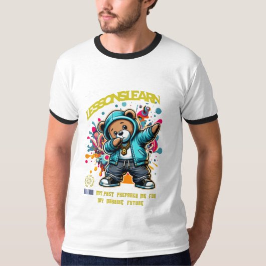 MEN'S DABBING FUTURE LESSONS LEARN RINGER T SHIRT  (Vorderseite)