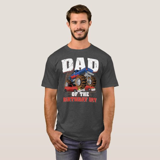 Mens Dad Of The Birthday Boy Funny Monster Truck T-Shirt (Vorne ganz)