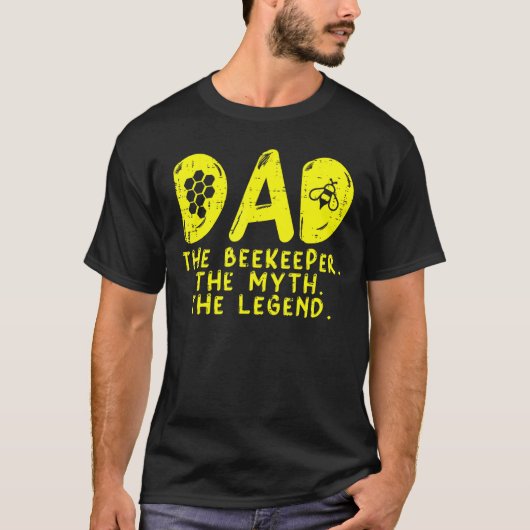 Mens Dad The Beekeeper Myth Legend Beekeeping Bee T-Shirt (Vorderseite)