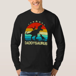 Mens Daddy Dinosaur Daddysaurus 2 Zwei Kinder Vate T-Shirt