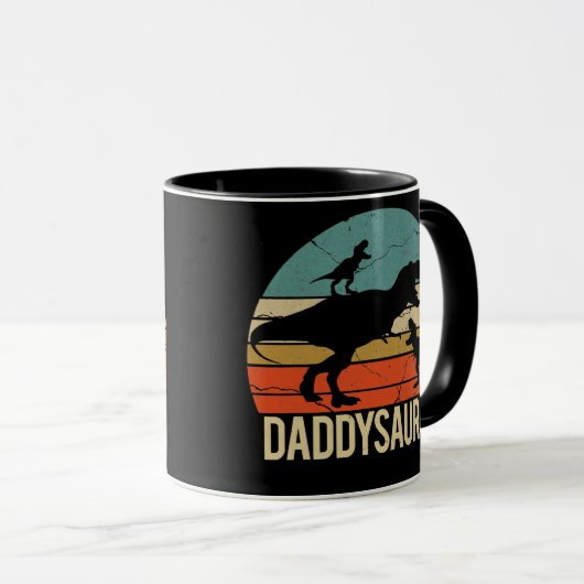 Mens Daddy Dinosaur Daddysaurus 2 Zwei Kinder Vate Tasse (VorderseiteRechts)
