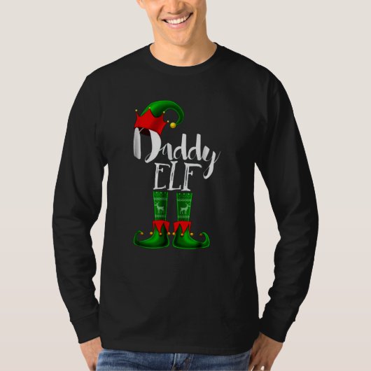 Mens Daddy Elf Matching Familie Weihnachten Pajama T-Shirt (Vorderseite)