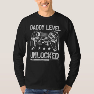 Mens Daddy Level Unlock Video Gamer Vater's Da T-Shirt