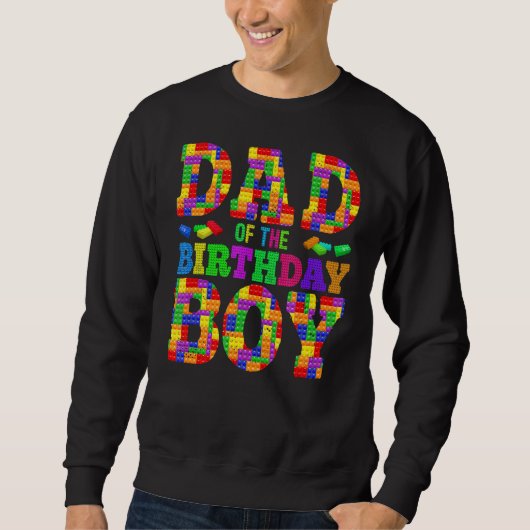 Mens Daddy of Birthday Boy Builder Gebäude Blocks Sweatshirt (Vorderseite)