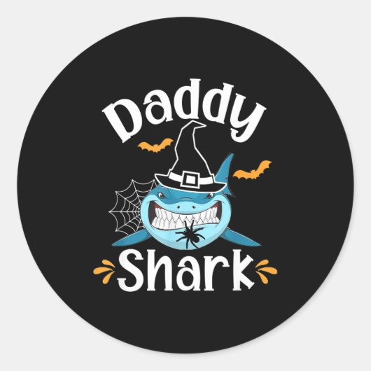 Mens Daddy Shark Funny Halloween Daddy Announcemen Runder Aufkleber (Vorderseite)