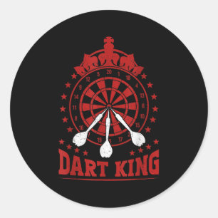 Mens Dart Player Cool zitieren den Dartkönig Runder Aufkleber