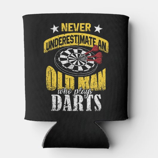 Mens Dart Player unterschätzt nie einen alten Mann Dosenkühler (Rückseite)