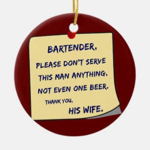 Mens Dear Barkeeper trinkt Keramik Ornament