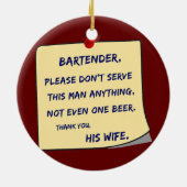 Mens Dear Barkeeper trinkt Keramik Ornament (Hinten)