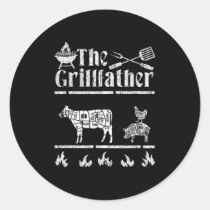 Mens, der Grillvater, der diese Grillen raucht Runder Aufkleber
