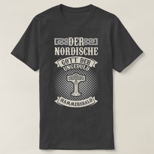 Mens der nordische Gott der Ungeduld Hammersbald V T-Shirt (Design vorne)
