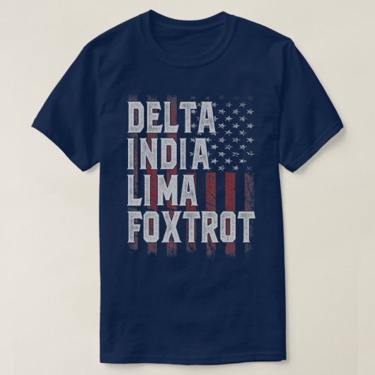 Mens DILF Delta India Lima Foxtrot US Flag Vater H T-Shirt (Design vorne)